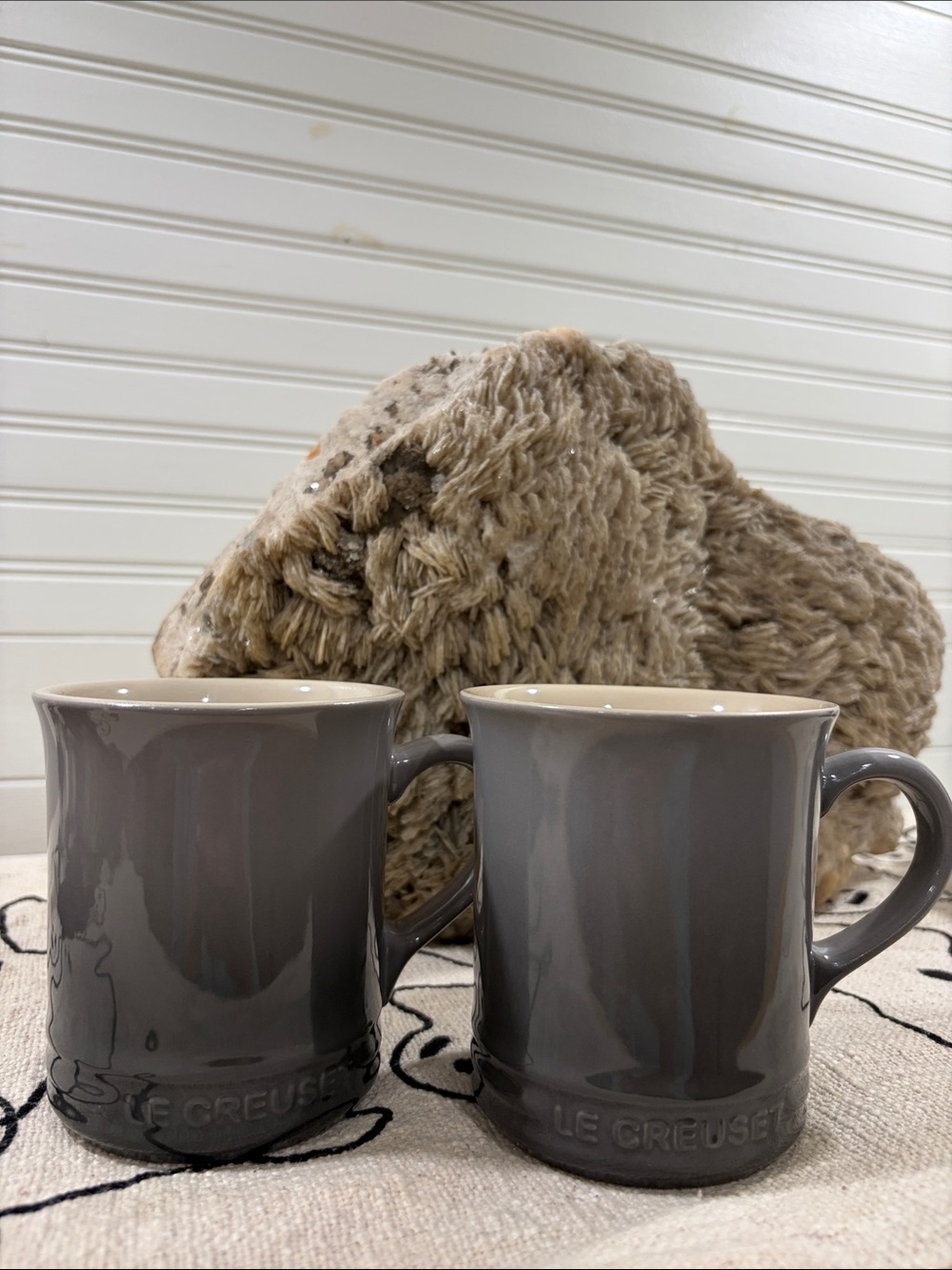 Le Creuset Gray Stoneware Mugs - Pair in Slate